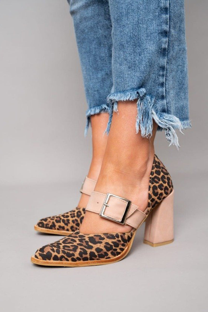 Selveta | Leopard Print Suede Heeled Sandals