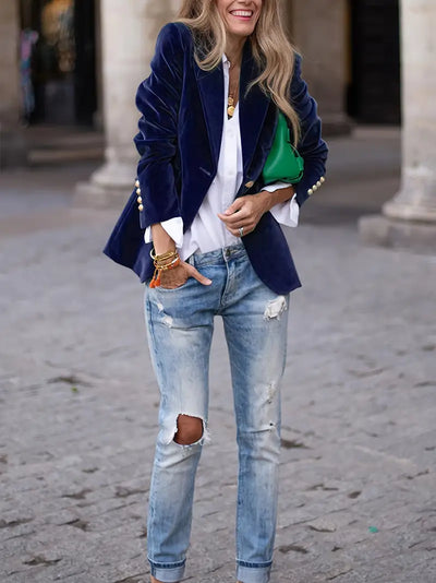 Isla | Elegant Velvet Blazer