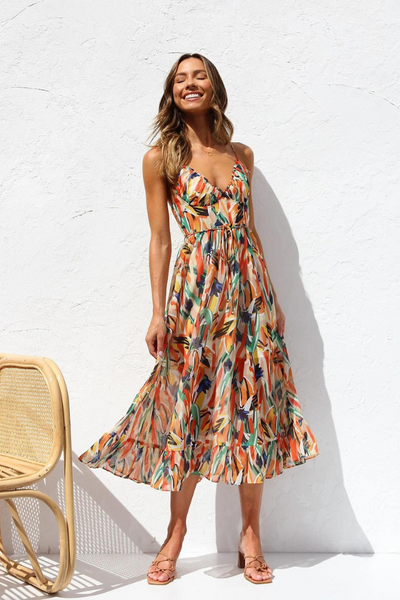 Rosie – Abstract Print Midi Dress