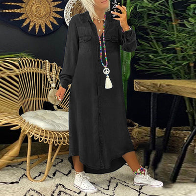 Sofia™ | Long-Sleeved Maxi Dress in Denim