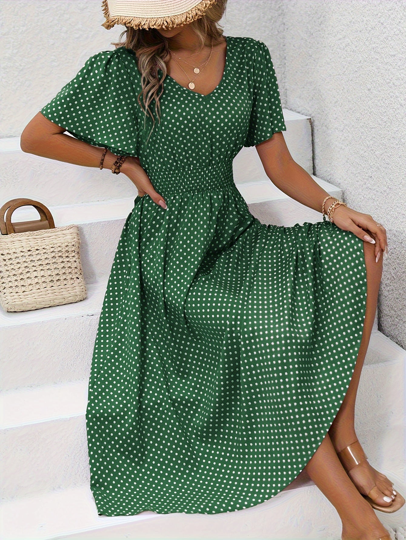 Nathalie – Polka Dot Midi Dress