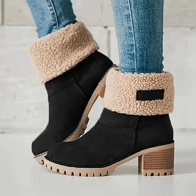 Sierra - Warm Chunky Heel Ankle Boots