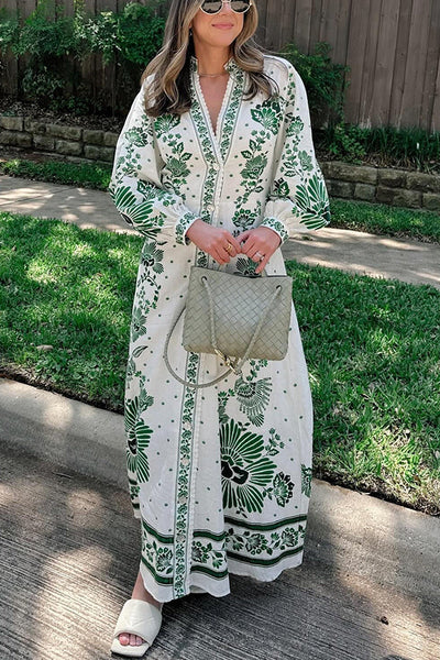 Delyth – Printed Embroidered Maxi Dress