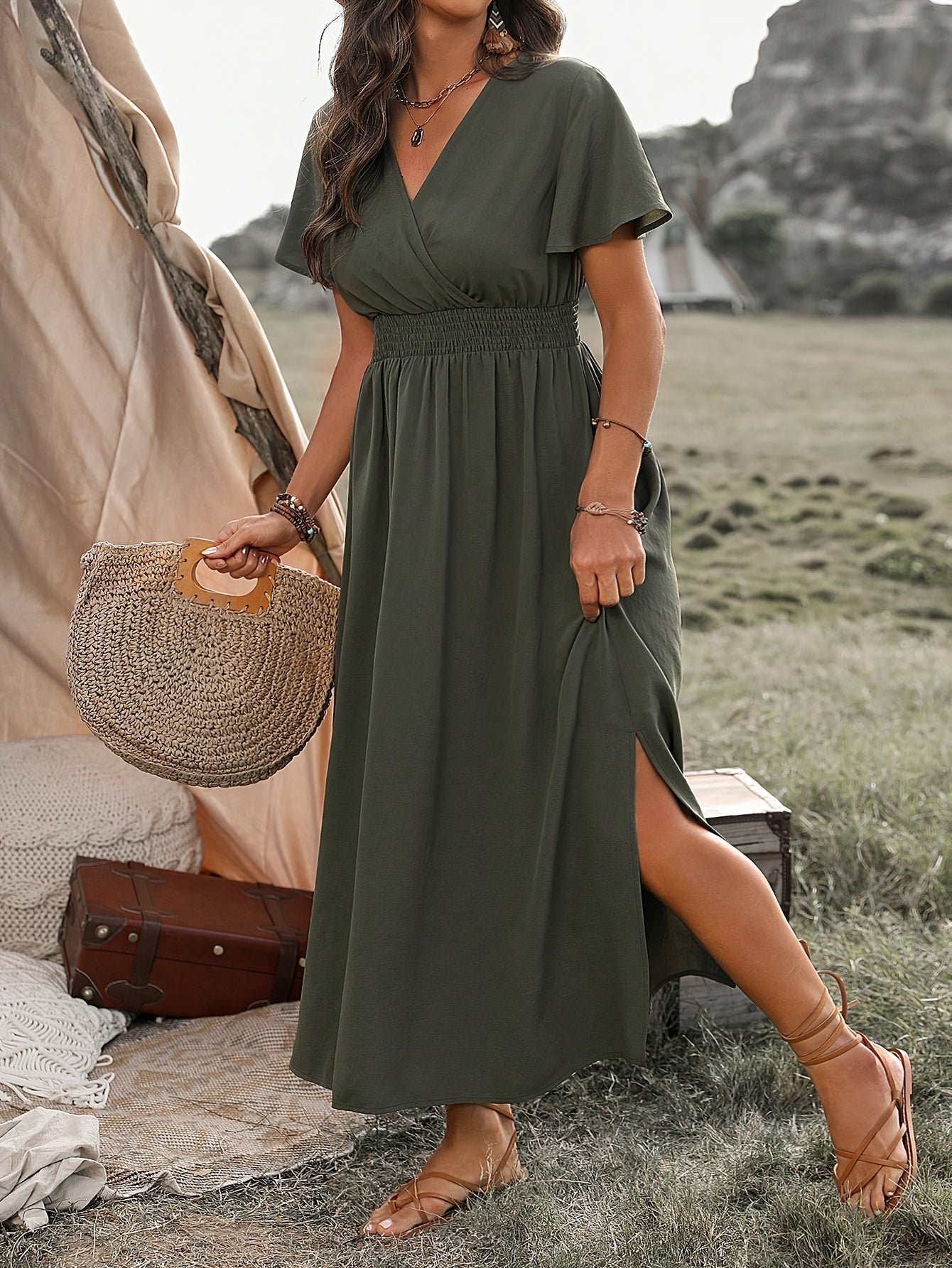 Sharon – Smocked Waist Midi Dress