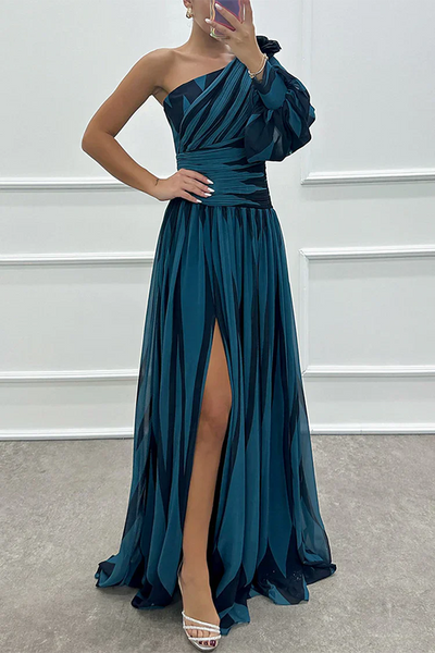 Julika – One-Shoulder Pleated Evening Dress