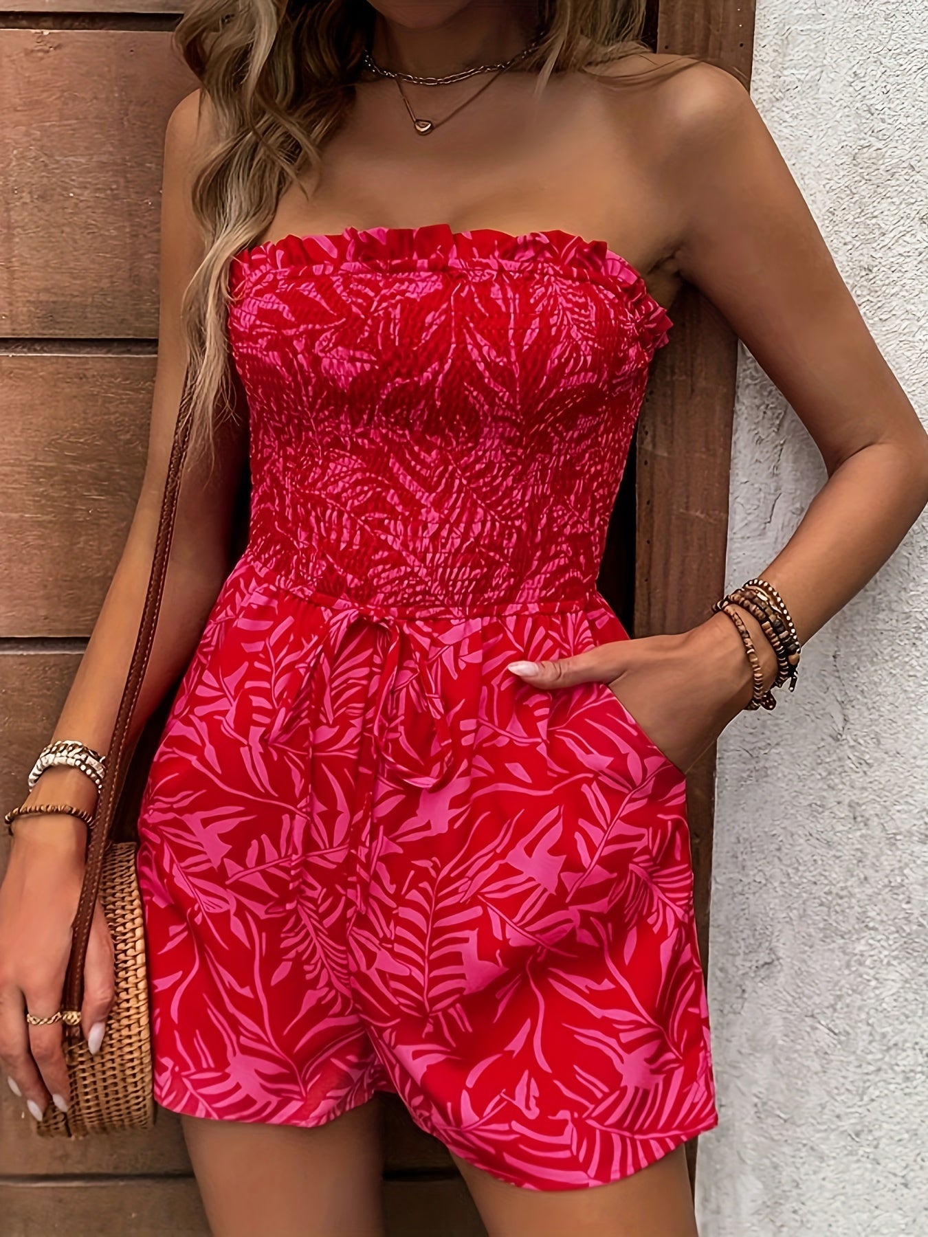 Mckenna – Strapless Printed Playsuit