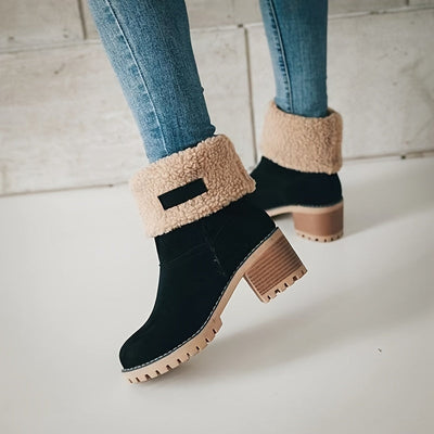 Sierra - Warm Chunky Heel Ankle Boots