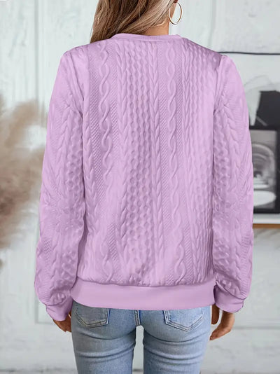 Elvarine - Cable Knit Zip-Up Bomber Jacket