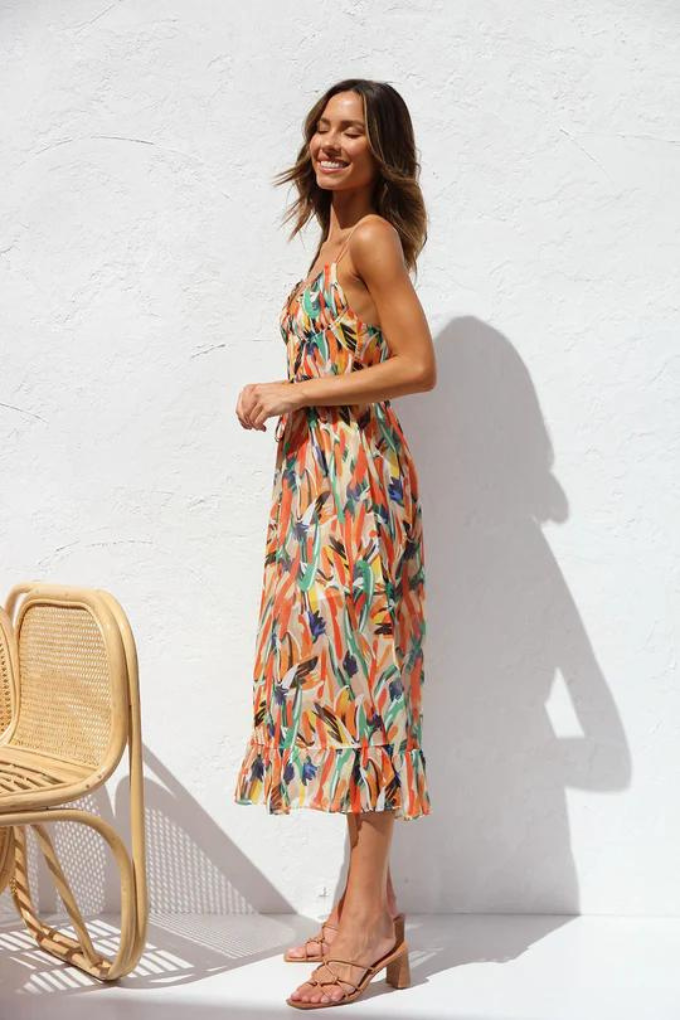 Rosie – Abstract Print Midi Dress