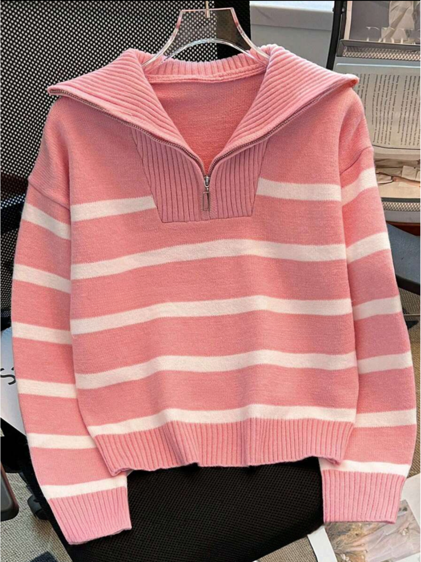Astrid – Ladies' half-zip striped jumper