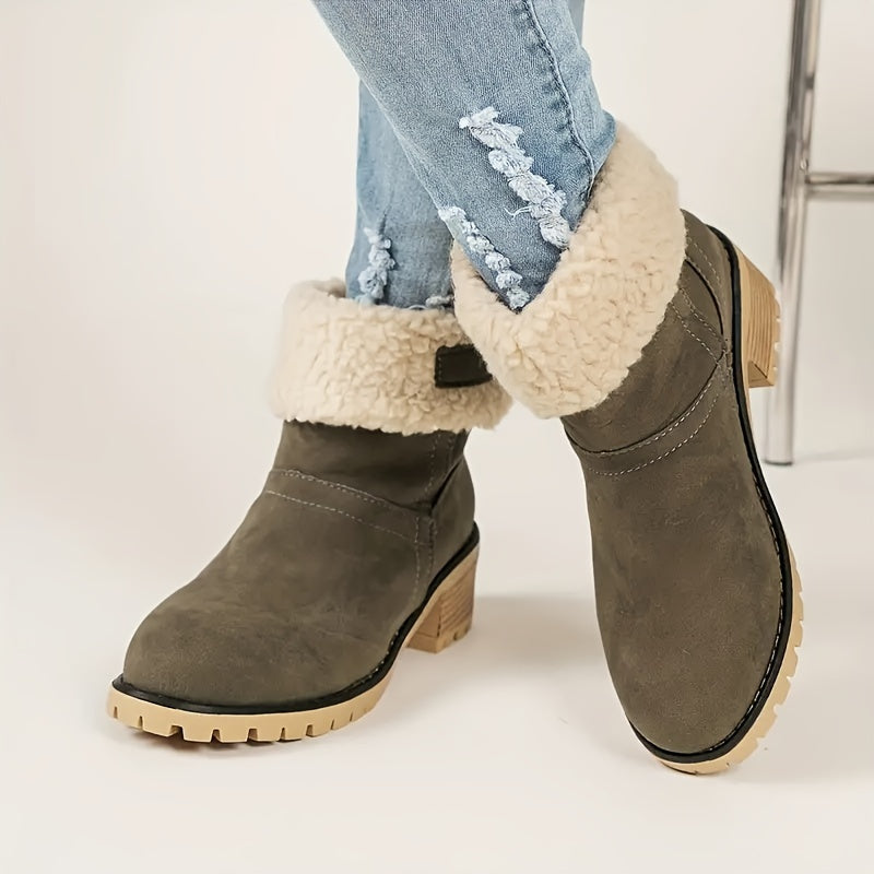 Sierra - Warm Chunky Heel Ankle Boots