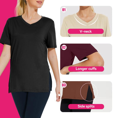 Meghan – V-Neck Short Sleeve Tee Set (3-Pack)