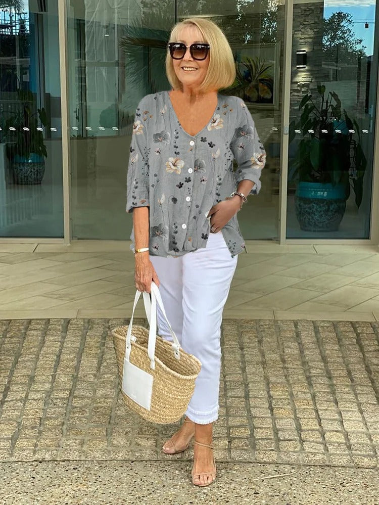 Lualhati – Button-Up Floral Blouse