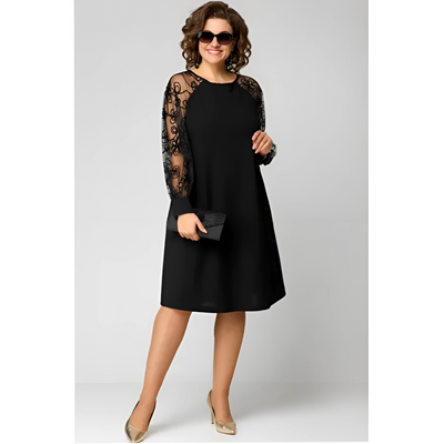 Cici – Embroidered Mesh Sleeve Dress