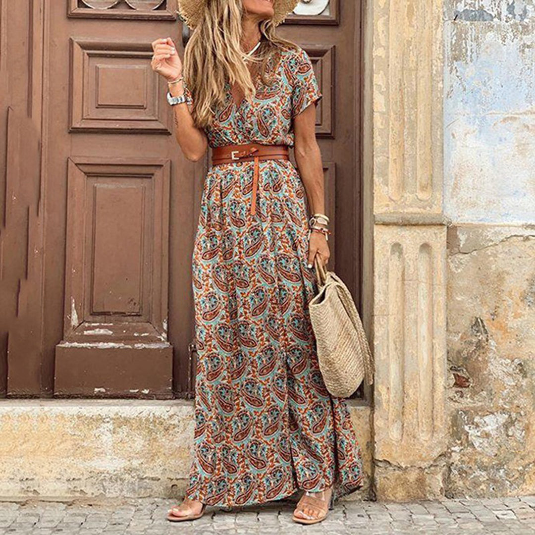 Glanna – Paisley Side-Slit Maxi Dress