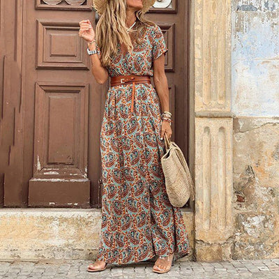 Glanna – Paisley Side-Slit Maxi Dress