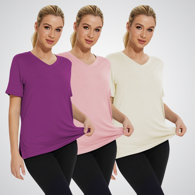 Meghan – V-Neck Short Sleeve Tee Set (3-Pack)