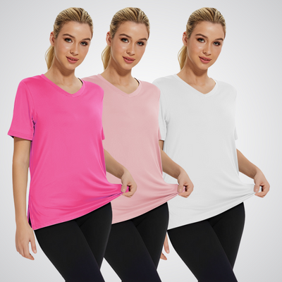 Meghan – V-Neck Short Sleeve Tee Set (3-Pack)