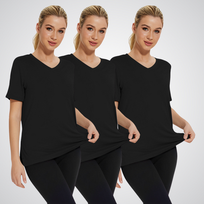 Meghan – V-Neck Short Sleeve Tee Set (3-Pack)