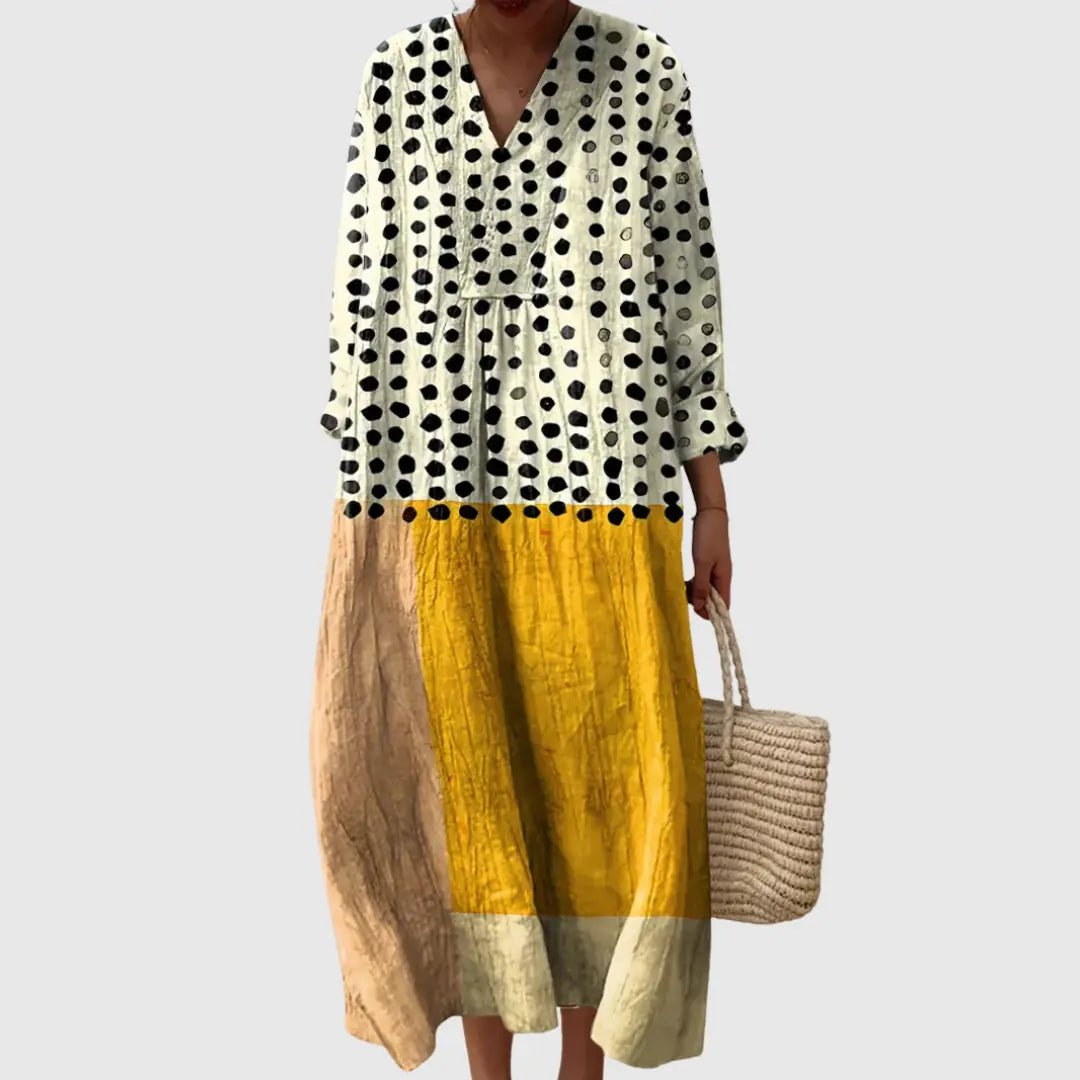 Kinsley | Dotted Harmony Colourblock Maxi Dress
