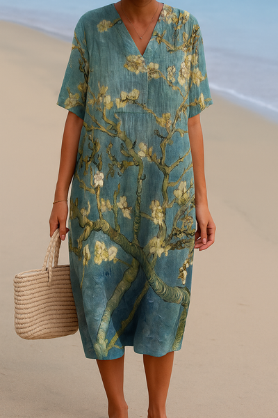 ALMONDE | Teal Blue Dress with Floral Print