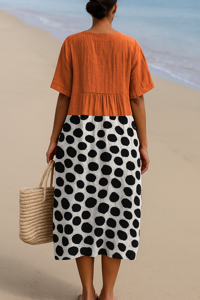 Maëlle | Orange Dress with Contrasting Dots