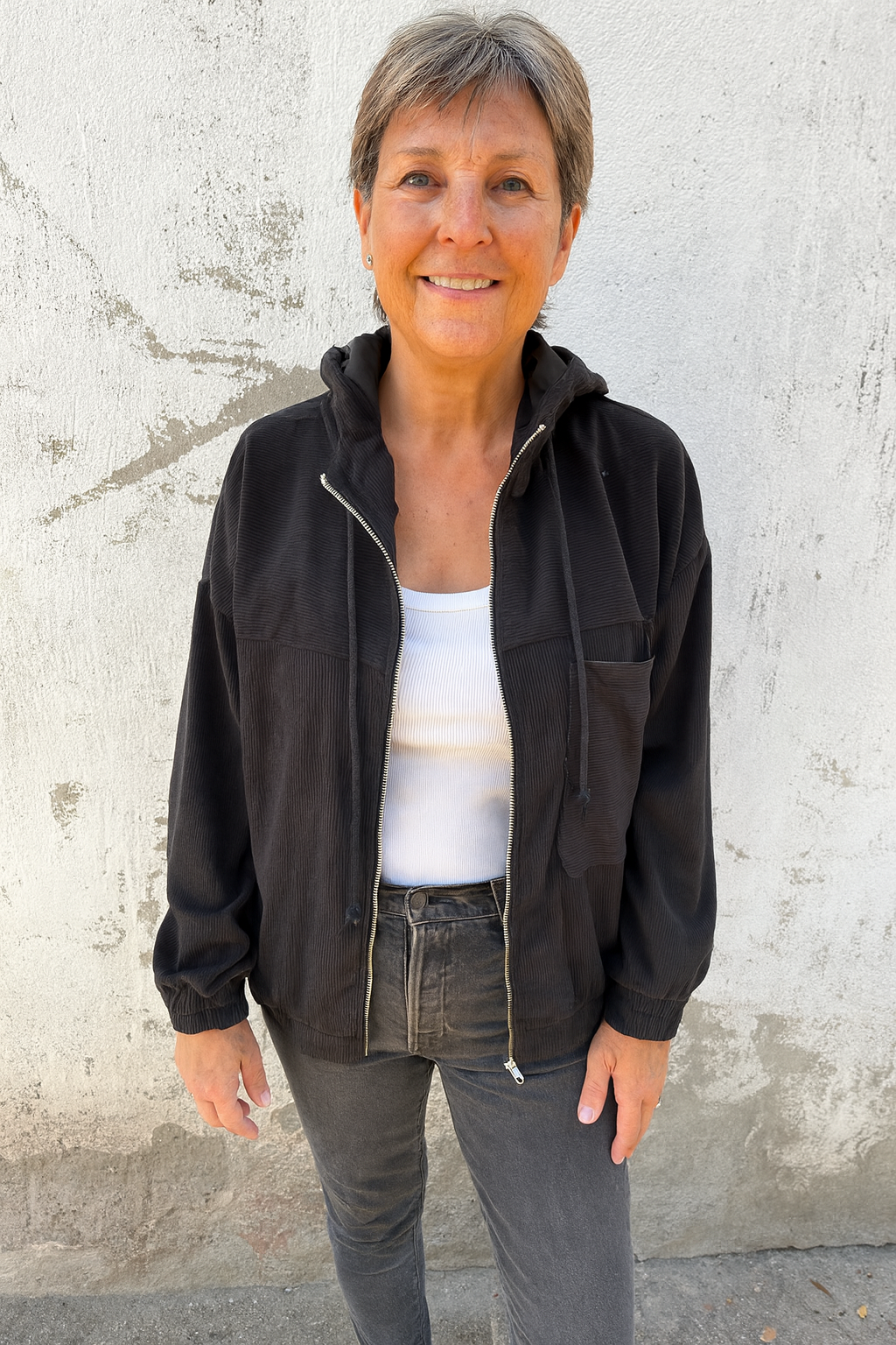 Ella - Corduroy Hooded Jacket with Zip