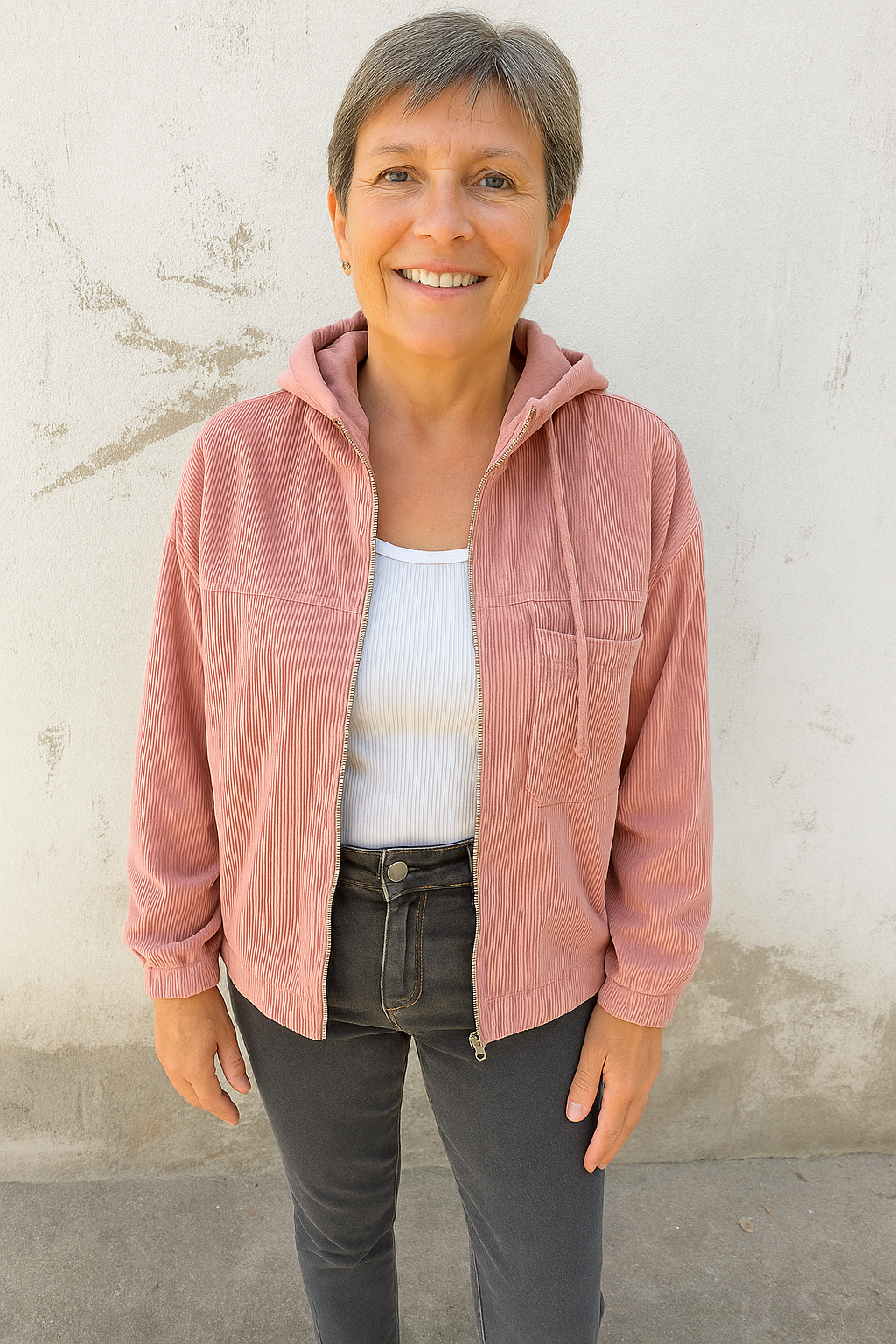 Ella - Corduroy Hooded Jacket with Zip