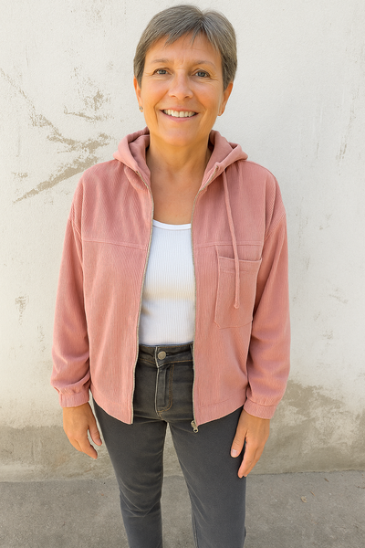 Ella - Corduroy Hooded Jacket with Zip