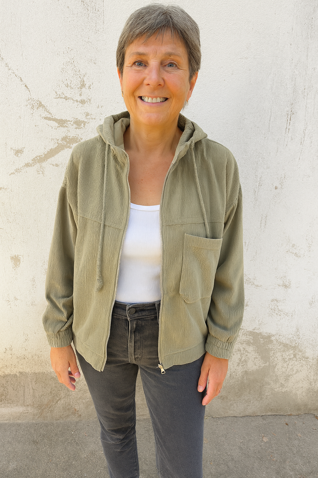 Ella - Corduroy Hooded Jacket with Zip