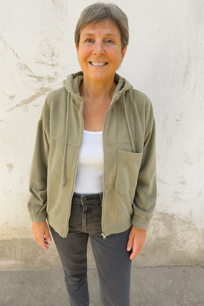 Ella - Corduroy Hooded Jacket with Zip