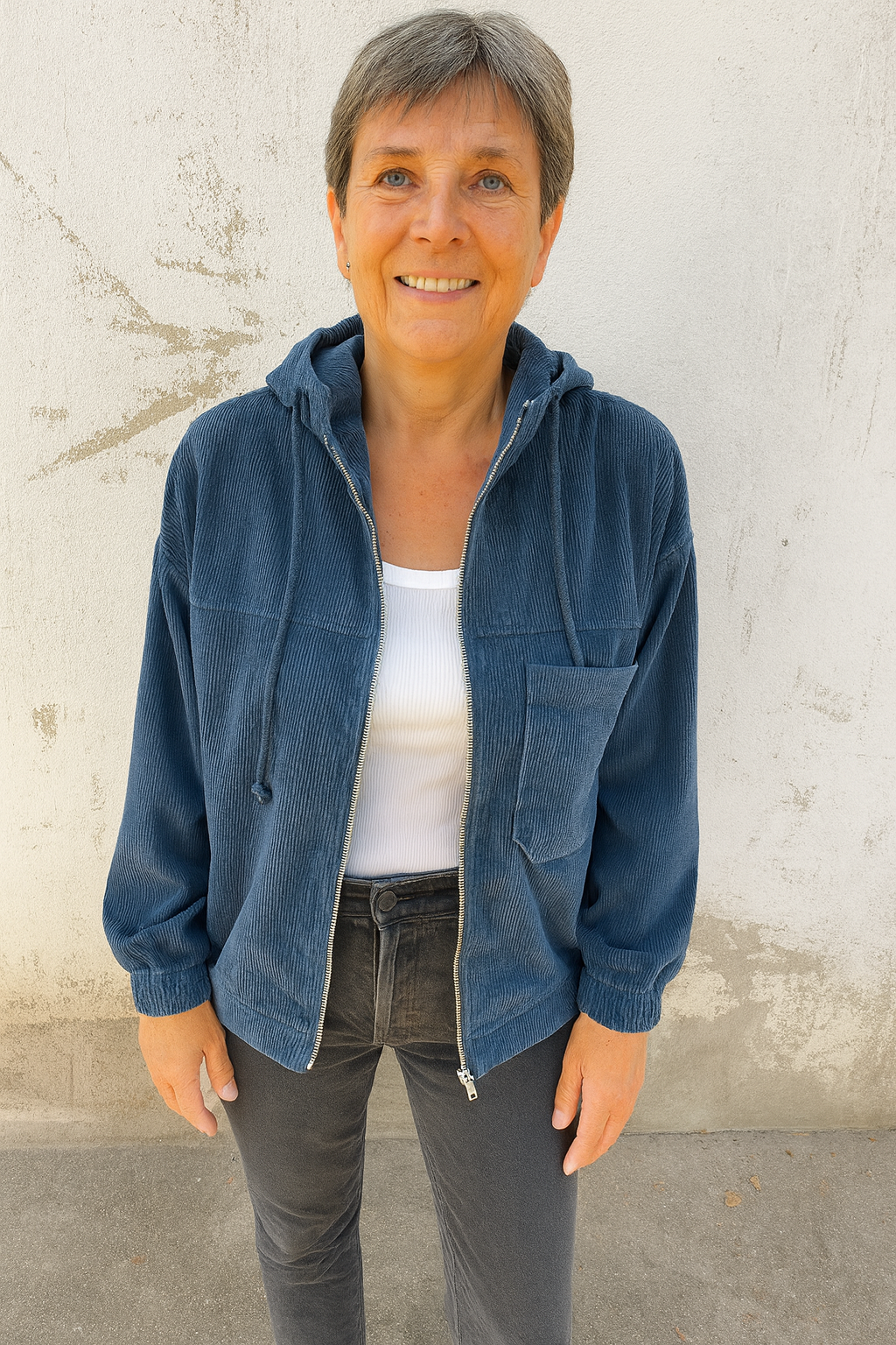 Ella - Corduroy Hooded Jacket with Zip