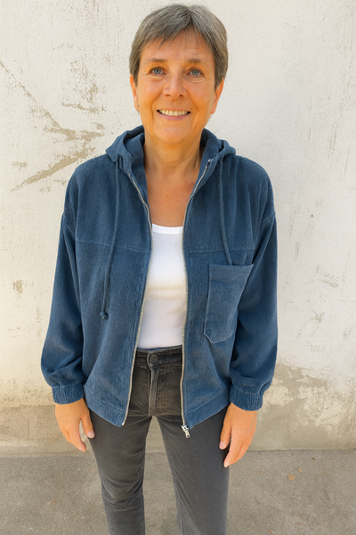 Ella - Corduroy Hooded Jacket with Zip