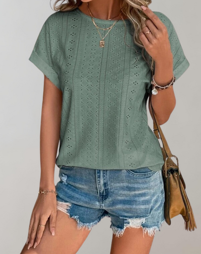 Fiona | Breezy Summer Blouse with Delicate Eyelet Embroidery