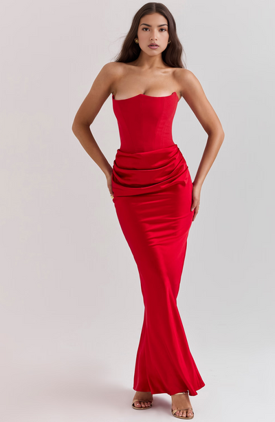 Kythira | Strapless Satin Dress