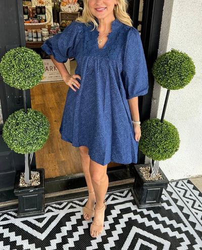 Georgina – Textured Puff Sleeve Mini Dress