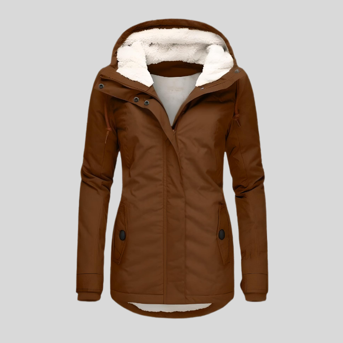 Catherine - Waterproof Long Jacket with Hood and Lining