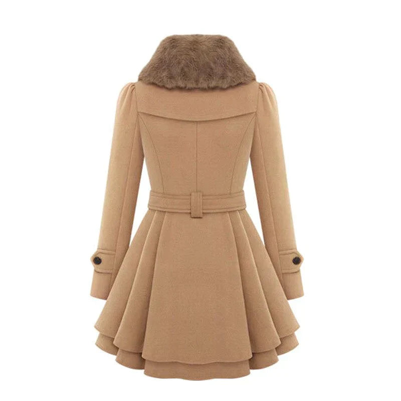 Elara - Elegant Trench Coat with Faux Fur