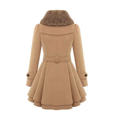 Elara - Elegant Trench Coat with Faux Fur