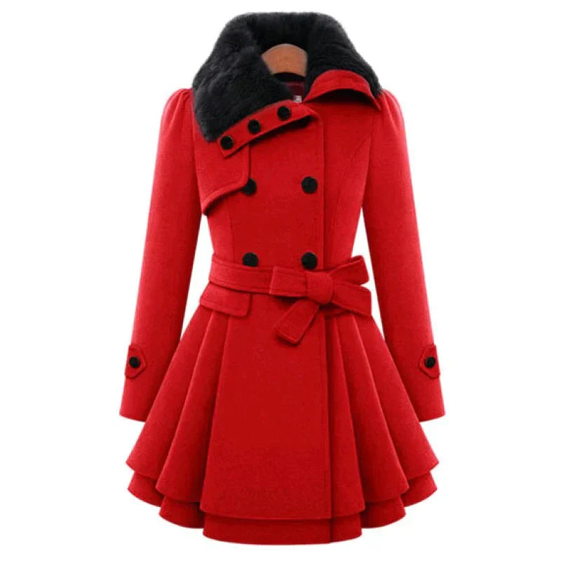 Elara - Elegant Trench Coat with Faux Fur