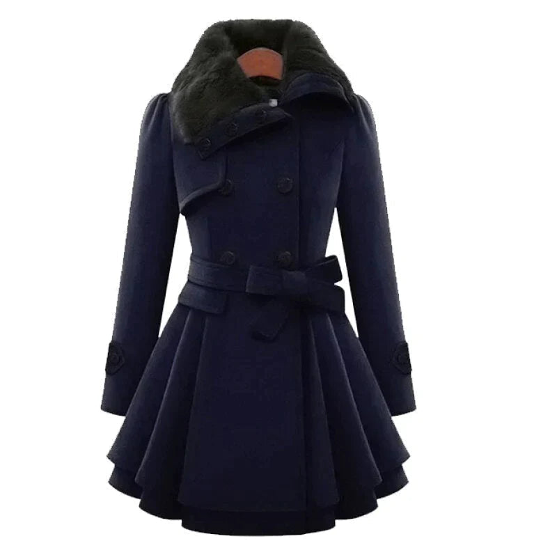 Elara - Elegant Trench Coat with Faux Fur