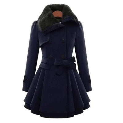 Elara - Elegant Trench Coat with Faux Fur