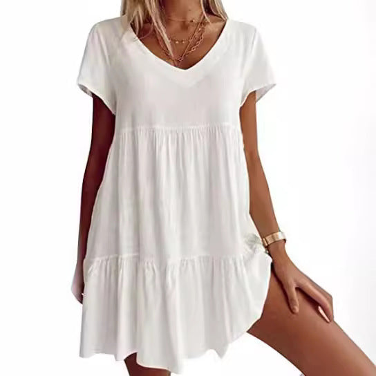 Lianelle – Tiered V-Neck Mini Dress