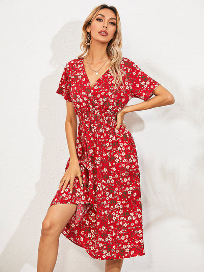 Mayumi – Printed V-Neck Midi Dress