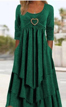 Rowena – Layered Heart Detail Midi Dress