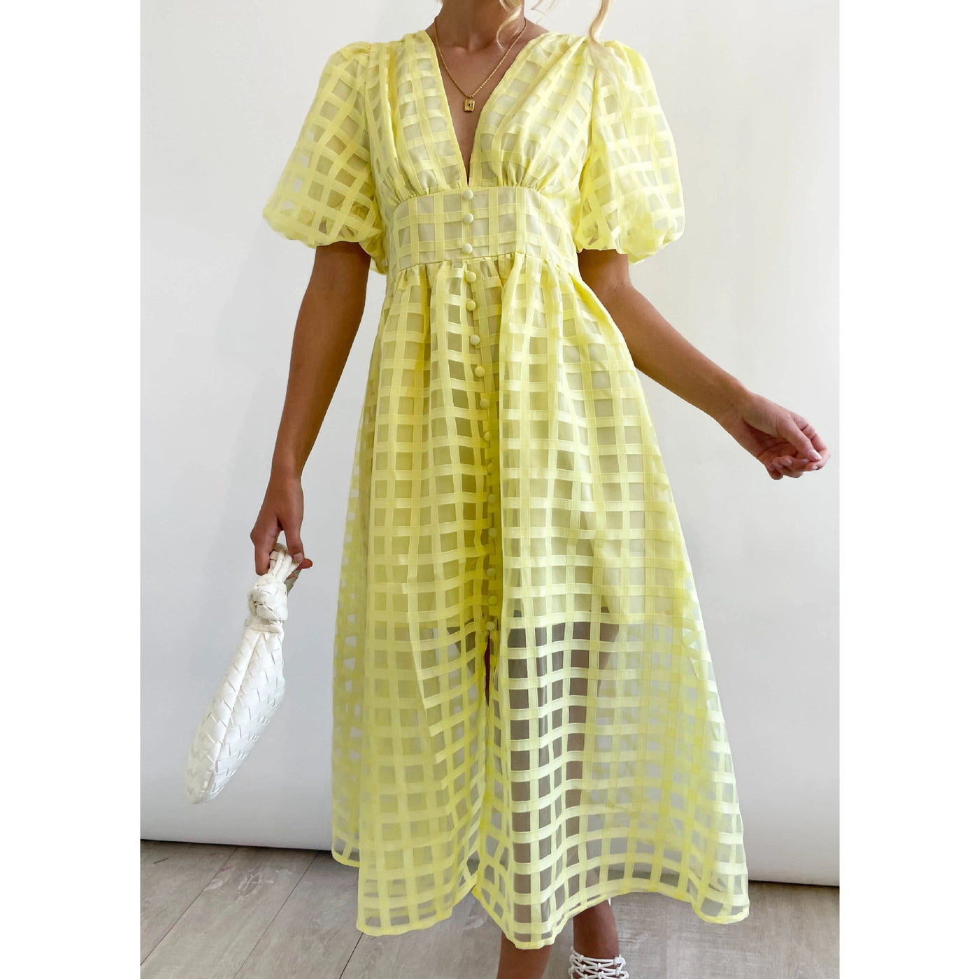 Nadja – Sheer Check Midi Dress