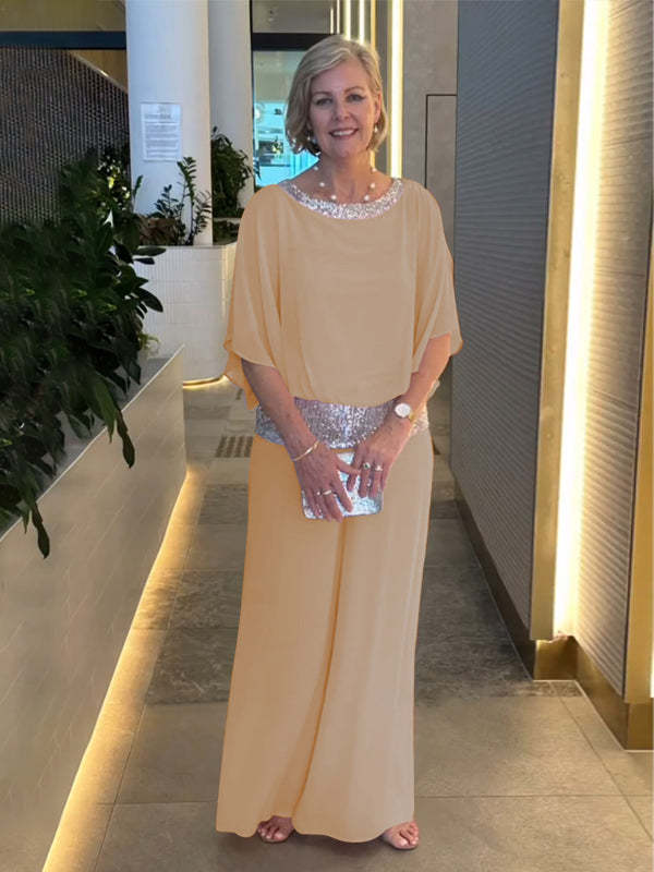 Urielle – Sequin Trim Wide-Leg Jumpsuit