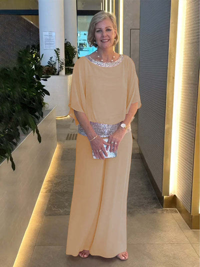 Urielle – Sequin Trim Wide-Leg Jumpsuit