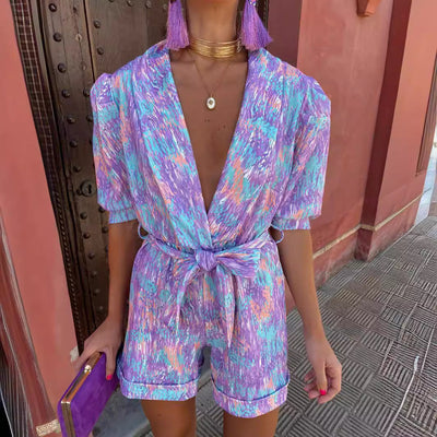 Polly – Abstract Belted Playsuit