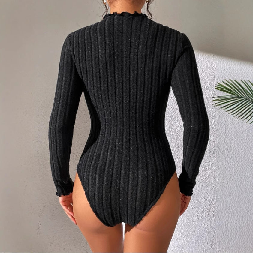 Sammy – Ribbed High-Neck Bodysuit